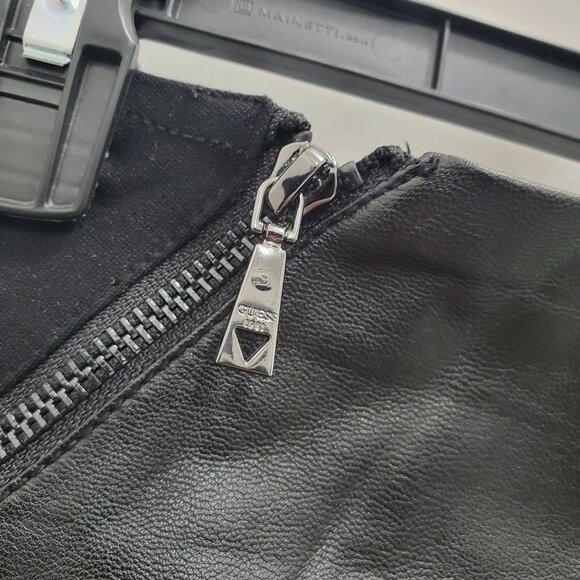 Guess Women's Black Faux Leather Stretch High Waist Zippered Pencil Skirt Size 0 - Picture 3 of 7